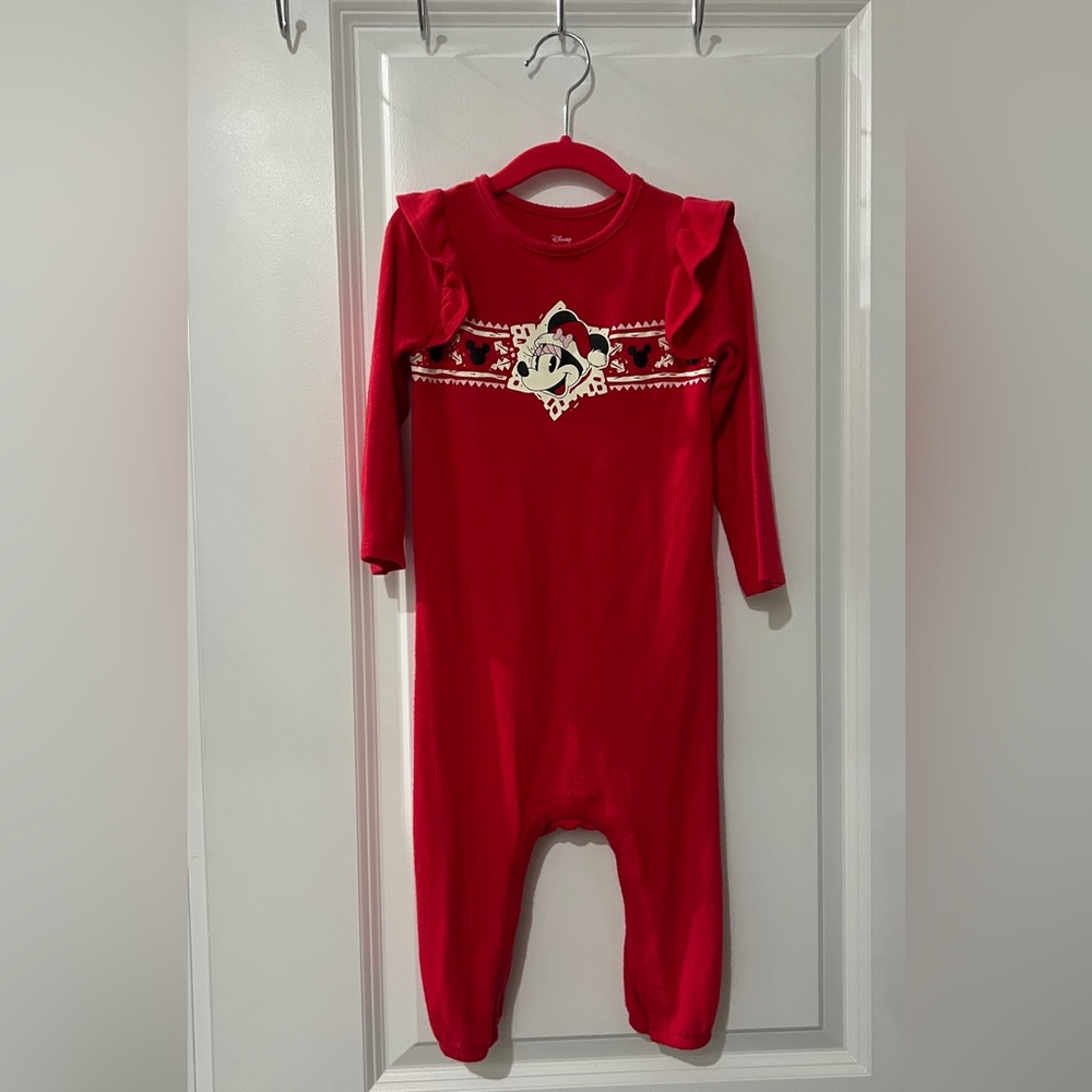 Disney Jumping Beans Minnie Christmas Holiday Footie size 24mo
